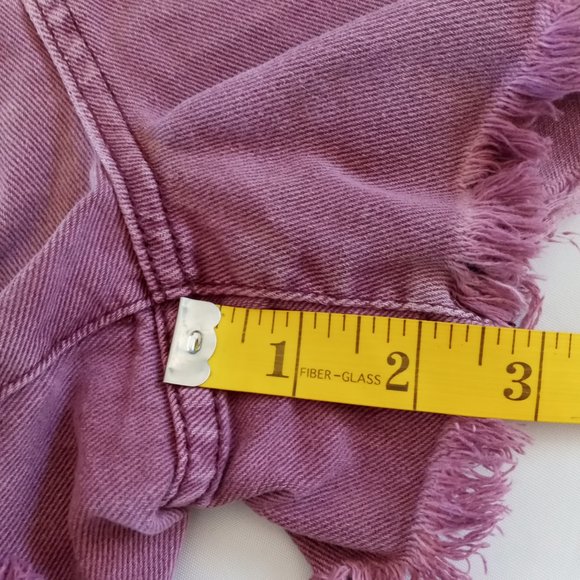 Free People Cut off 'Shark Bite' Denim Shorts in Washed out burgundy size 28 - Picture 6 of 8